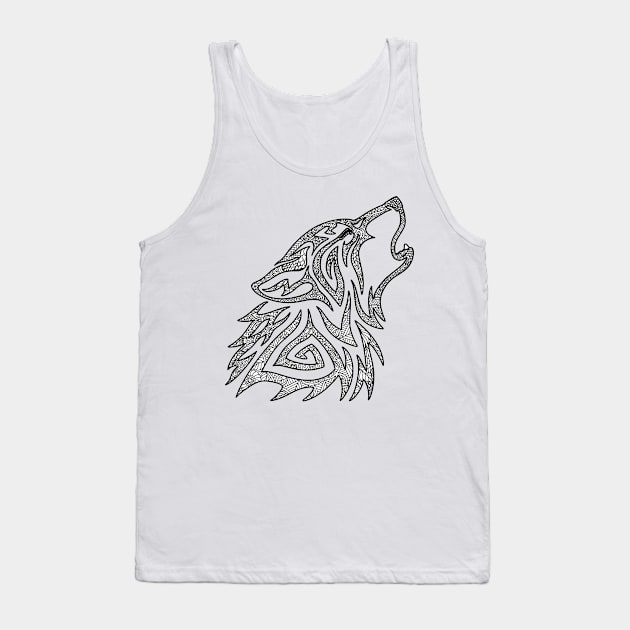 Tribal Wolf Howl Mandala Tank Top by Hareguizer